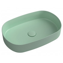INFINITY OVAL keramické umývadlo na dosku, 55x36 cm, matná zelena Mint