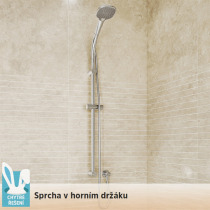 Sprchová súprava, trojpolohová sprcha, šedostrieborná plastová hadica, horný držiak sprchy
