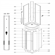 AIGO hliníkový rohový profil, sprchová batéria