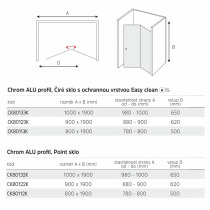 Sprchové dvere LIMA, zalamovacie, 100x190 cm, chróm ALU, sklo číre 6 mm