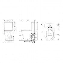 WC kombi vario odpad, kapotované, RIMLESS, 605x380x825mm, keramické, vr. nádržky a sedátka