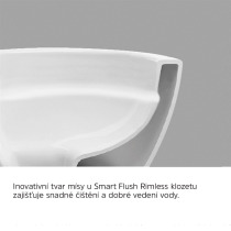 WC závesné kapotované, Smart Flush RIMLESS, 490x340x350, keramické, vr. sedátka CSS118S