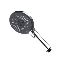 Termostatická nástenná sprchová batéria s hadicou, ručnou a tanierovou guľatou sprchou, čierny