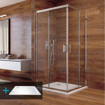 Sprchovací set: LIMA, obdĺžnik, 100x80 cm, chróm  ALU, sklo Point, vanička liatá mramor