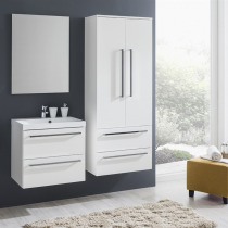 Bino kúpeľňová skriňka s keramickým umývadlom 60 cm, biela/biela