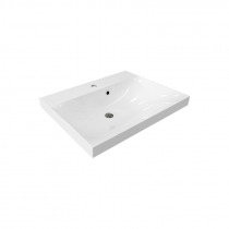 Bino kúpeľňová skriňka s  umývadlom z liateho mramoru 60 cm, biela/dub