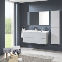 Aira, kúpeľňová skrinka, vysoká, ľavé otváranie, šedá, 400x1570x220mm