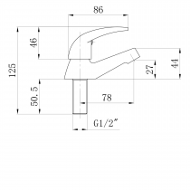 Stojánkový pákový ventil 1/2´´, 79,5 mm, chróm