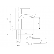 SMALL stojánkový umývadlový ventil, 113 mm, chróm