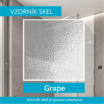 Sprchový kút, Kora, štvrťkruh, 90 cm, R550, biely ALU, sklo Grape