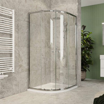 Sprchový set z Kory Lite, štvrťkruh, 90 cm, chróm ALU, sklo Číre a vysoké SMC vaničky