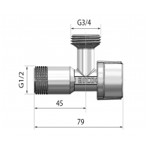 Práčkový ventil L-85 1/2"x3/4", ancticalc, chróm