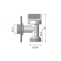 Práčkový ventil L-86 1/2'x3/4', chróm