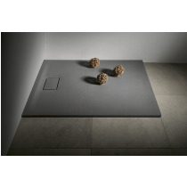 ACORA sprchová vanička,litý mramor,obdĺžnik 100x80x2,9cm, šedá,dekor kameň