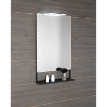 ERUPTA zrkadlo s poličkou a LED osvetlením 60x95x12cm, čierna matná