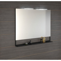 ERUPTA zrkadlo s poličkou a LED osvetlením 120x95x12cm, čierna matná
