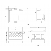 IRIS DEC 110-S skrinka s umývadlom, š. 110cm, mramor Bianco Carrara, avorio dek