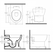 ABSOLUTE závesná WC misa, Rimless, 50x35 cm, biela