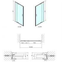 EASY LINE otočné sprchové dvere 760-900mm, sklo BRICK
