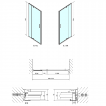 EASY LINE otočné sprchové dvere 880-1020mm, sklo BRICK