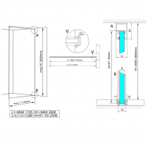 ARCHITEX LINE sada pre uchytenie skla, podlaha-stena-strop, max.š. 1200 mm, leštený hliník