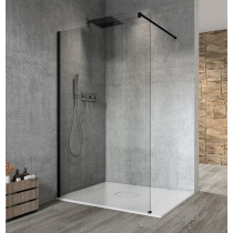VARIO BLACK jednodielna sprchová zástena na inštaláciu k stene, číre sklo, 800 mm
