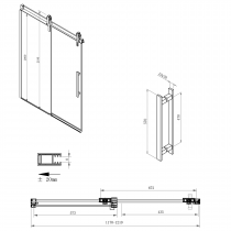 VOLCANO BLACK sprchové dvere 1200 mm, číre sklo