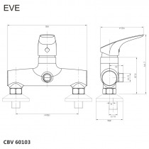 Sprchová nástenná batéria, Eve, bez príslušenstva, 150 mm, chróm