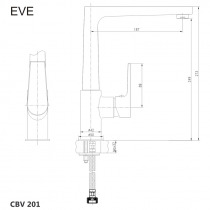 Drezová stojanková batéria, Eve, s plochým ramienkom nad pákou, výška273 mm, chróm