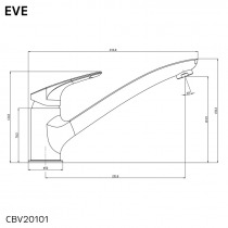 Drezová stojanková batéria, Eve, s plochým ramienkom 210 mm, chróm