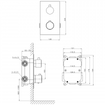 KIMURA Podomietková sprchová termostatická batéria, box, 3 výstupy, chróm