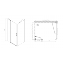 ONE sprchové dvere s pevnou časťou 900 mm, číre sklo