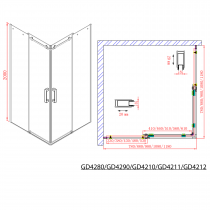 DRAGON sprchové dvere rohový vchod 1100 mm, číre sklo