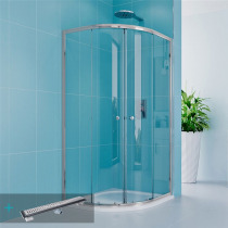 Sprchový set z Kora Lite, štvrťkruh, 90 cm, chróm ALU, sklo Čiré a odtokového žlabu