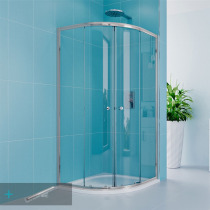 Sprchový set z Kory Lite, štvrťkruh, 90 cm, chróm ALU, sklo Číre a odtokového žľabu