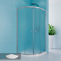 Sprchový set z Kory Lite, štvrťkruh, 90 cm, chróm ALU, sklo Grape a nízké SMC vaničky