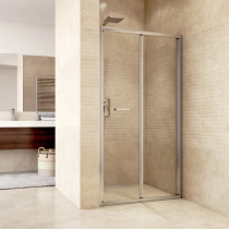 Sprchové dvere zalamovacie, Mistica, 100x190 cm, chróm ALU, sklo Čiré