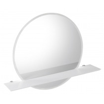 VISO LED podsvietené guľaté zrkadlo priemer 80cm s policou, biela mat