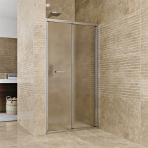 Sprchové dvere zalamovacie, Mistica, 90x190 cm, chróm ALU, sklo Chinchilla