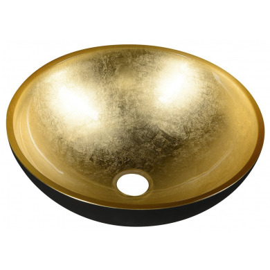 MURANO BLACK-GOLD sklenené umývadlo 40x14cm, zlata/čierna