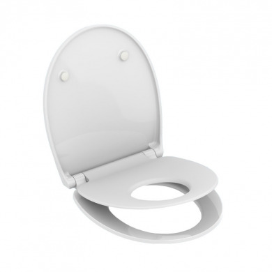 Samozatváracie WC sedátko, oválne, z duroplastu, biele, s odnímateľnými pánty CLICK