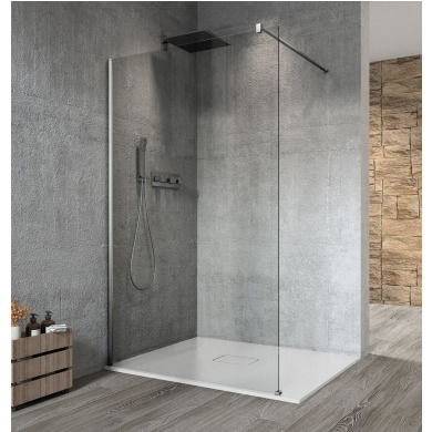 VARIO CHROME jednodielna sprchová zástena na inštaláciu k stene, číre sklo, 900 mm