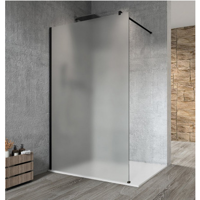 VARIO BLACK jednodielna sprchová zástena na inštaláciu k stene, matné sklo, 700 mm