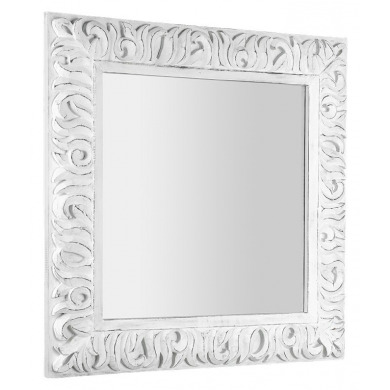 ZEEGRAS zrkadlo v ráme, 90x90cm, biela Antique