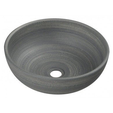 PRIORI keramické umývadlo, priemer 41 cm, 15 cm, farba šedá so vzorom