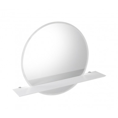 VISO LED podsvietené guľaté zrkadlo priemer 60cm s policou, biela mat