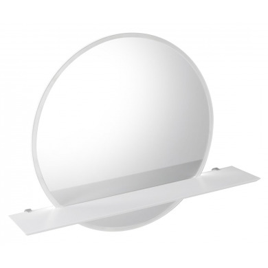 VISO LED podsvietené guľaté zrkadlo priemer 80cm s policou, biela mat
