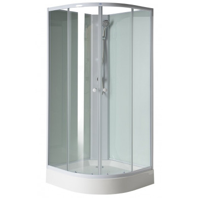 AIGO Štvrťkruhová sprchová zástena 900x900x2040mm, biely profil, číre sklo