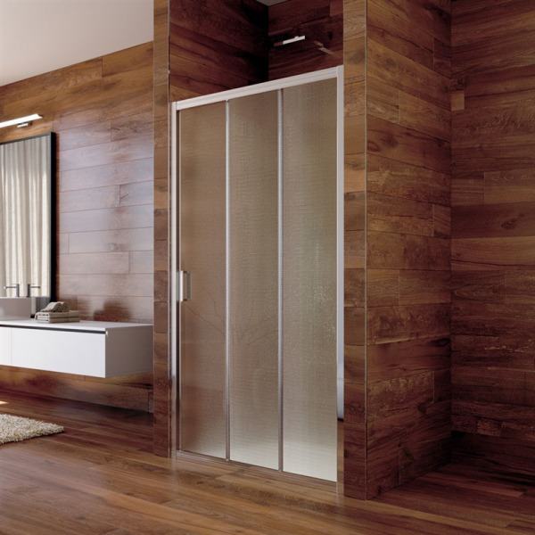 Sprchové dvere, LIMA, trojdielne, zasúvacie,  80 cm, chróm ALU, sklo Point