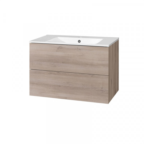 Aira,kúpeľňová skrinka, s keramickým umývadlom 80 cm, dub